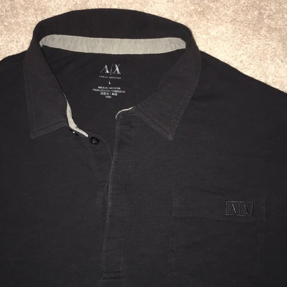 Armani Exchange A/X Black Pocket Polo Golf Shirt